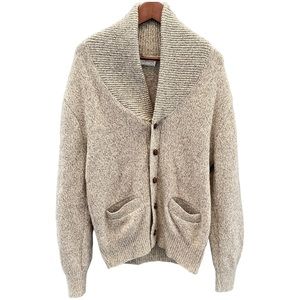 Vintage Wool Blend Oatmeal Men’s Cardigan Size L Grandpa Preppy
